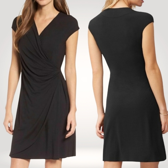 Tommy Bahama Dresses & Skirts - Tommy Bahama Tambour Side Gathered Stretch Black Dress Womens Size XL